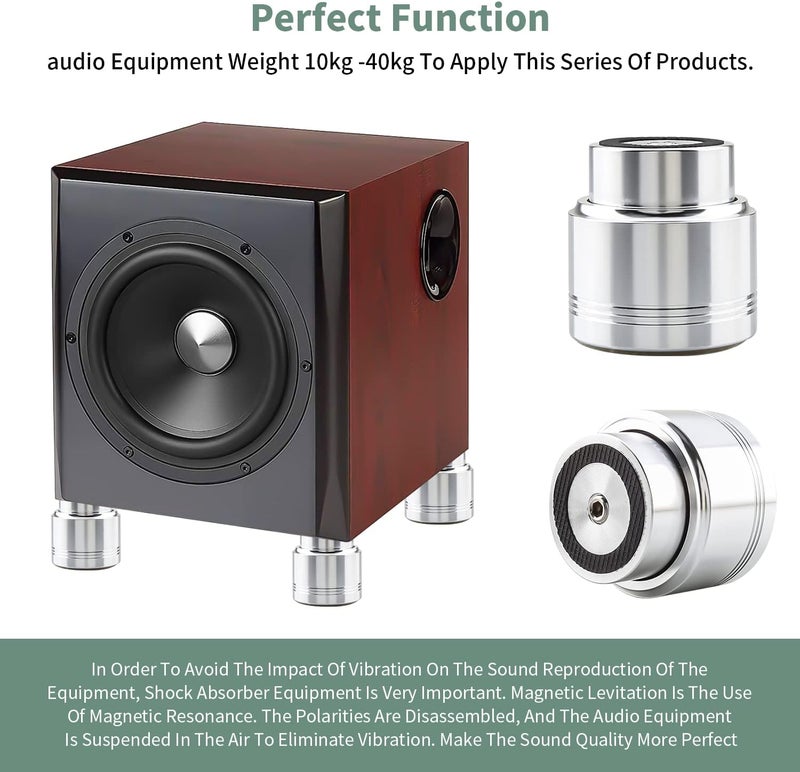 Tertullus 4pcs Aluminum Speaker Isolation Feet Sound Isolation Maglev Feet Speaker Stand Turntable Feet (48mm×42mm) - Image 4
